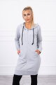 Dámska dlhá mikina s kapucňou sivá 8924