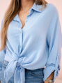Dámska oversize bavlnená ART208 košeľa v modrej farbe