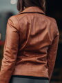 Dámska kožená bunda z pravej kože hnedá