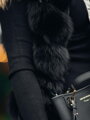 Luxusná dlhá pruhovaná vesta z pravej líšky čierna