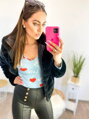 Body so srdiečkami a nápisom LOVE blue