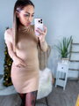 Dámske priliehavé rolákové šaty camel 