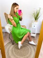 Dámske šaty s plysovanou sukňou zelené 