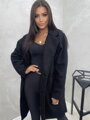 Pohodlný TEDDY kabát v čiernej farbe 