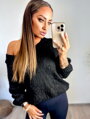Oversize pletený sveter v čiernej farbe 