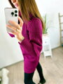 Predlžený sveter v slivkovej farbe 