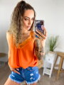 Trendy Damen Spitzentop Orange