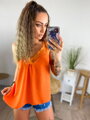 Trendy Damen Spitzentop Orange