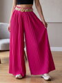 Žiarivé dámske plisované nohavice HOT PINK 