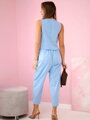 Dámsky elegantný komplet vesta a nohavice 7135 babyblue