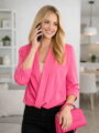Dámsky jednofarebný blejzer v ružovej farbe