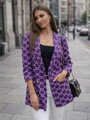 Dámske fialové sako so vzorom 