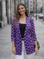 Dámske fialové sako so vzorom 