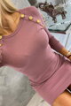 Priliehavé šaty s gombíkmi tmavo ružové 5198