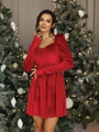Dámske velúrové červené šaty FLV-992
