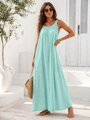 Dámske dlhé letné šaty mentolové – voľné maxi