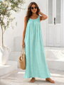 Dámske dlhé letné šaty mentolové – voľné maxi