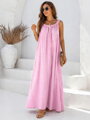 Dámske dlhé letné šaty ružové – voľné maxi