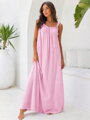 Dámske dlhé letné šaty ružové – voľné maxi