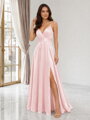 Dlhé saténové spoločenské šaty baby pink  1102