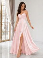 Dlhé saténové spoločenské šaty baby pink  1102