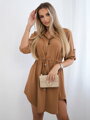 Dámske košeľové šaty so sťahovaním v páse camel IT-16