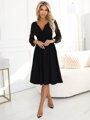 Elegantné dámske čierne 657-1 midi šaty 