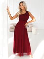 Dámske dlhé trblietavé bordo šaty 656-1
