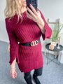 Burgundy krásne pletené šaty
