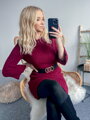 Burgundy krásne pletené šaty