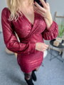 Burgundy dámske trblietavé šaty