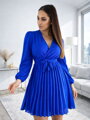 Dámske plysované šaty v modrej farbe