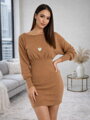 Úpletové dámske šaty v hnedej farbe 