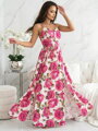 Dlhé dámske šaty s ružovými kvetinami 