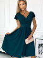Elegantné dámske šaty 425-1 v smaragnovo zelenej farbe 