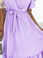 Dámske fialové šaty 455-3 s výstrihom 