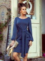 Dámske puzdrové elegantné šaty 275-2 modrá jeans
