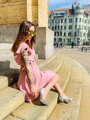 Dámske letné šaty s volánom v ružovej farbe MFY ART 22751