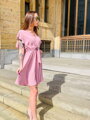 Dámske letné šaty s volánom v ružovej farbe MFY ART 22751