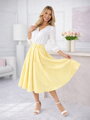 Dámka žltá midi sukňa s opaskom 