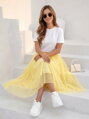 Dámska týlová midi sukňa v žltej farbe 