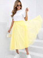 Dámska týlová midi sukňa v žltej farbe 