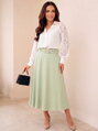 Dámska elegantná midi pistáciová sukňa 