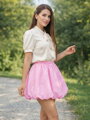 Dámska puffová krátka babypink sukňa