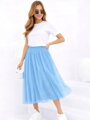 Štýlová modrá týlová midi sukňa 