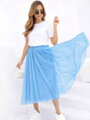 Štýlová modrá týlová midi sukňa 