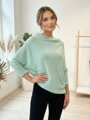 Asymetrický dámsky mentolový sveter