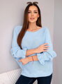 Dámsky sveter s 2506 ozdobnými rukávmi slabo-modrý