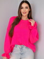 Dámsky vlnený voľný sveter IT111 neón-ružový