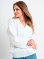 Štýlový pletený sveter ELIF v bielej farbe